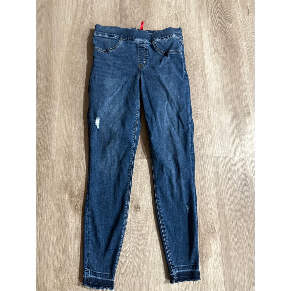 Spanx Blue Denim Legging Jegging, Women's size Small, Distressed